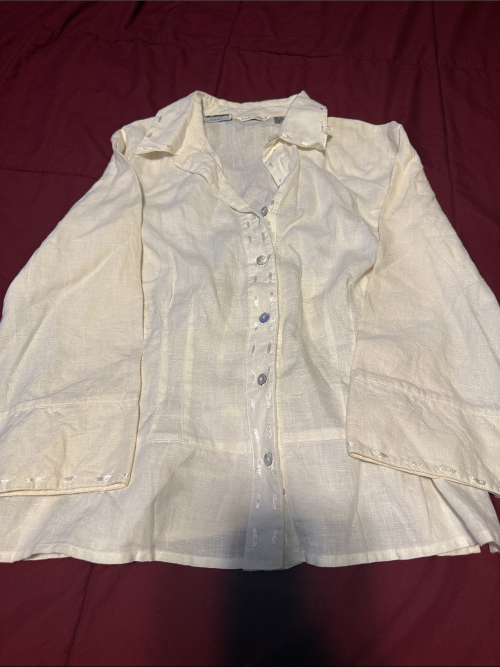 Women’s Cream Button-Front Linen Shirt